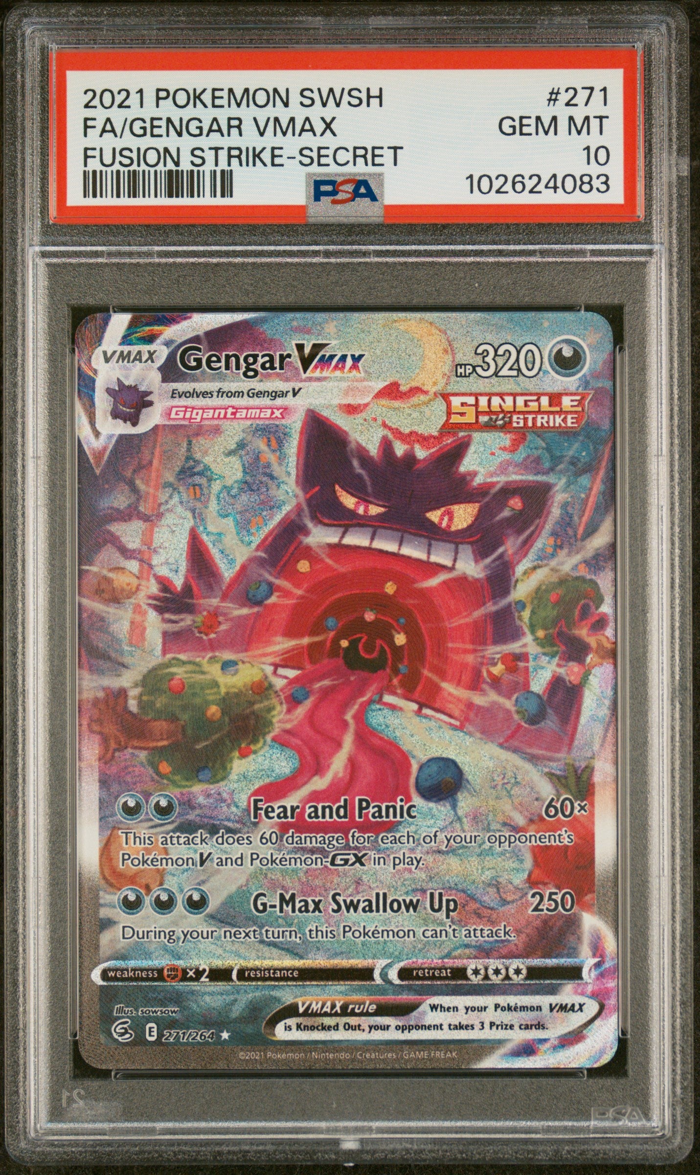 2021 Gengar VMAX - Fusion Strike #271 - PSA 10