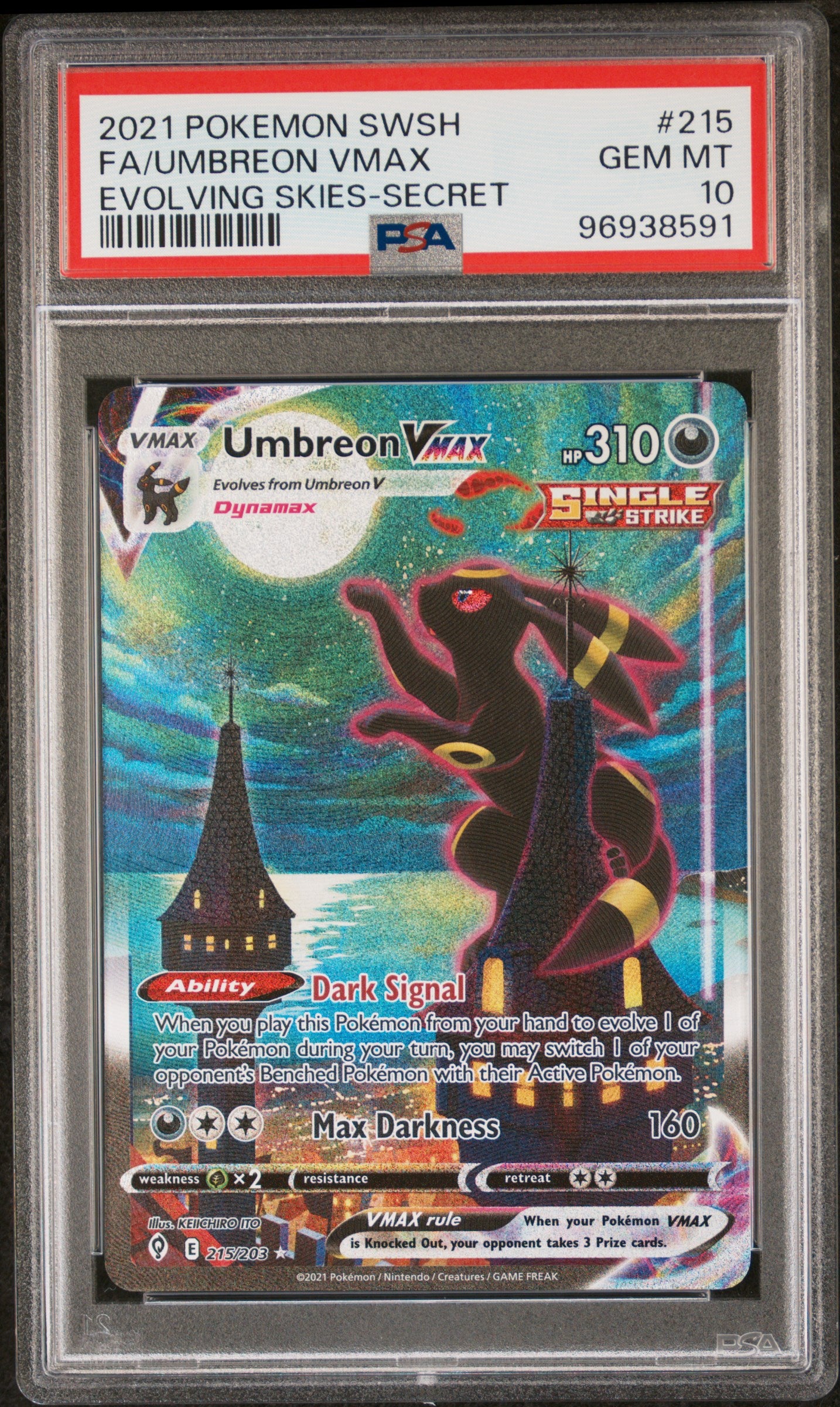 2021 Umbreon VMAX - Evolving Skies #215 - PSA 10